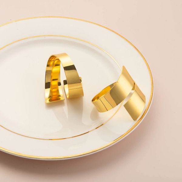 8 st Servettringar Metall Servetthållare Guld Servettring Set För Jul Bröllopsfest Bankett Middagsbordsdekor (guld)