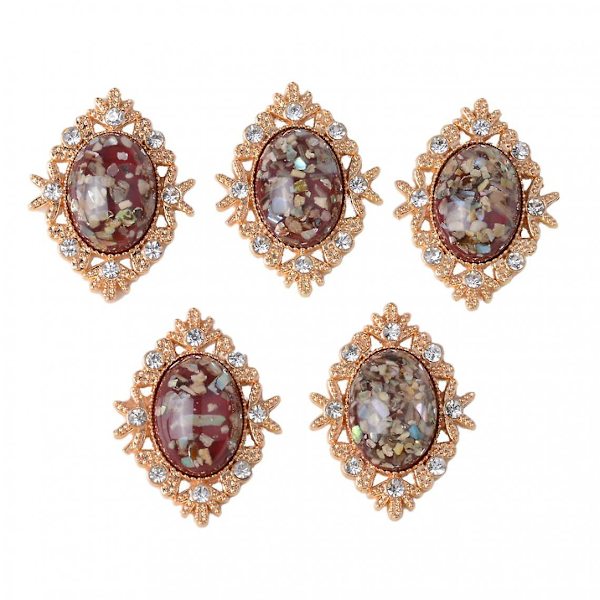 5 Legering Ovale Cabochon Acryl Krystal Knapper Til Smykkefremstilling I Hvid
