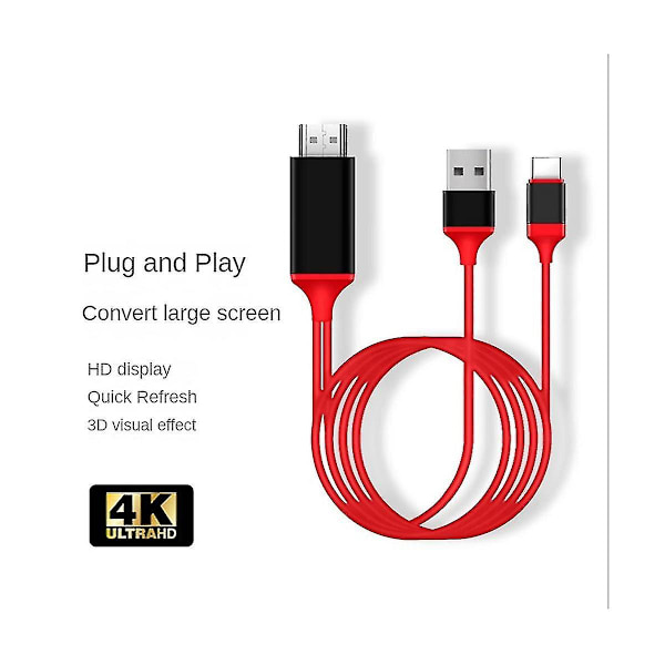 Type-C til -kompatibel adapterkabel 4k 30hz konverteradapter med USB-strøm til HDTV TV Digital Au