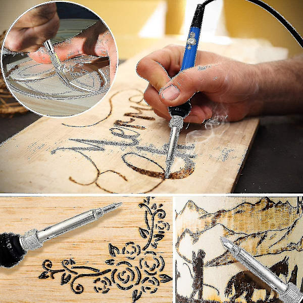 Puunpolttosetti 95 osaa, juottaminen pyrografia kynä säädettävällä päälle/pois kytkimellä lämpötilan ohjaus puunpolttotyökalu yhteensopiva reliefointia/veistoa/juottamista varten