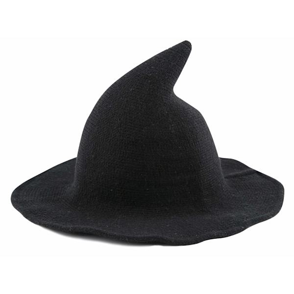 Halloween heksehat til kvinder bredskygget foldbar spids hat