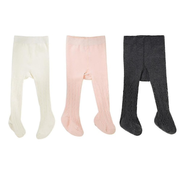 3-pak babytights tykke småbarnsjenter gutt leggings sømløs kabelstrikk