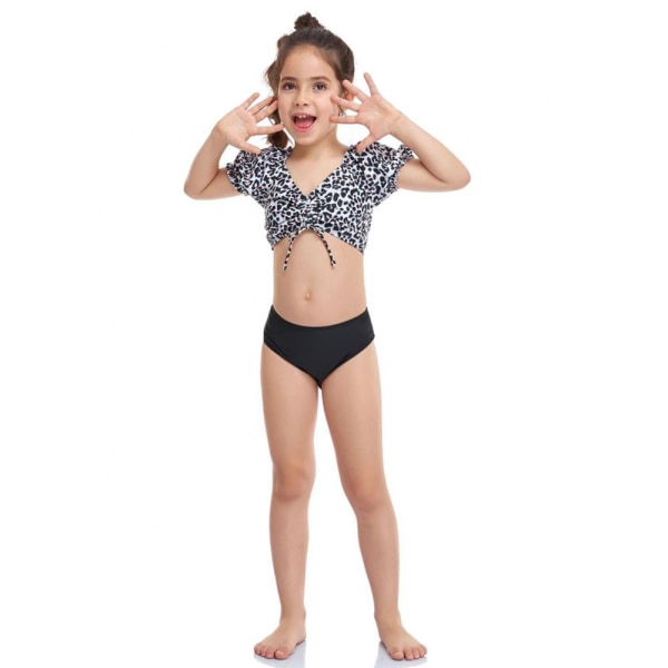 Teen Girls To-delt Leopard Badetøj Piger Tankini Badetøj 6- Leopard print 150