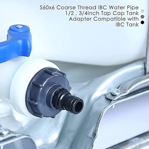 Xqday Mlloaayo Ibc Tank Adapter S60x6 Grov Tråd Lagring Tank Deksel 1/2 3/4 Tommer
