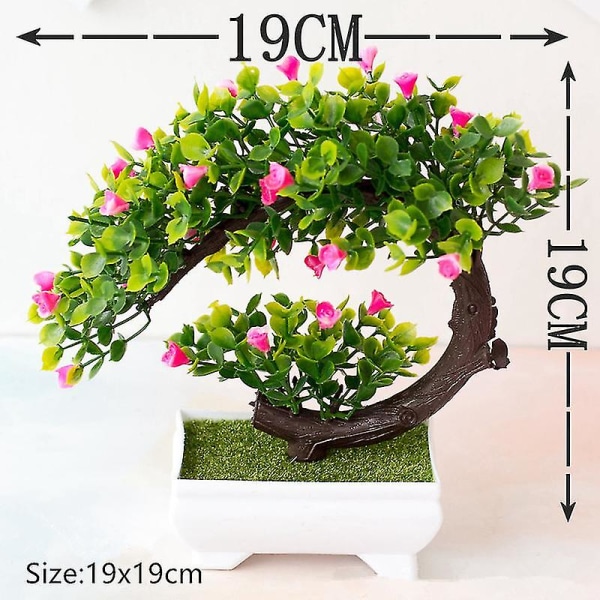 Kunstige blomster + vase falske planter bonsai lite tre potte ornament deco hjem dekorasjon bryllup hage høstdekor bondegård Style 1- rose red