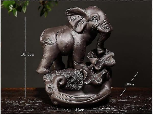 Elefant Røgelseshus med 20 stk. Backflow Røgelseskegler, Asiatisk Keramisk Røgelseshus Backflow