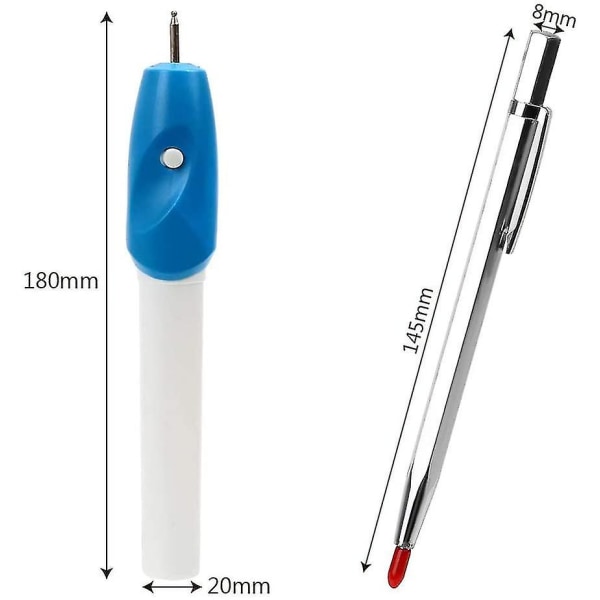 Gør-det-selv elektrisk graveringspen Præcisionsætsning Udskæringspen Graveringsværktøj med 8 stencils sæt til træglas, læder, metal, stål og smykker