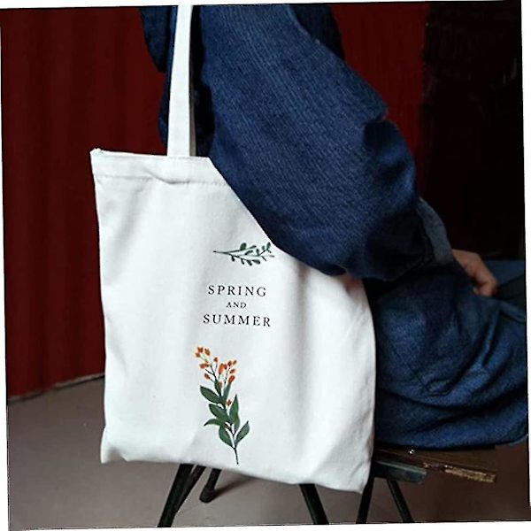 Canvas indkøbspose Bomuldspose Indkøbspose Genanvendelig indkøbspose Skuldertaske Eco taske Indkøbspose Langt håndtag Kludpose Letvægts Kvinder Damer Skole