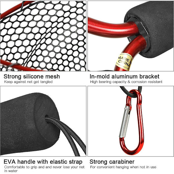 Fiskegarn Mykt Silikon Fiske Landing Net Aluminium Alloy Stang Eva Håndtak Med Elastisk Stropp Og Karabinkrok Fiskegarn Verktøy Tilbehør For Fangst