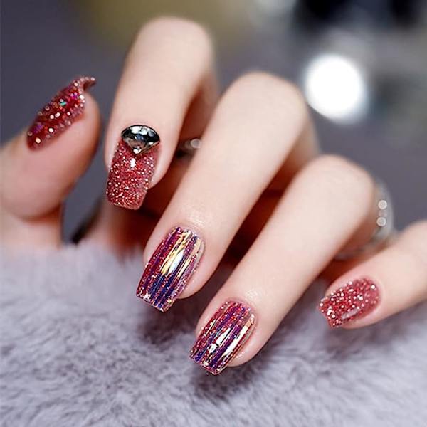 Kimaltava timantti kynsijauhe, 2 laatikkoa holografiset kynnet glitterijauhe kynsikoristelu