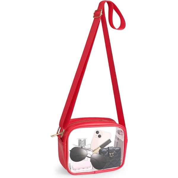 Klar Crossbody Taske, Stadion Godkendt Klar Pung Taske til Koncerter Sportsbegivenheder Festivaler red