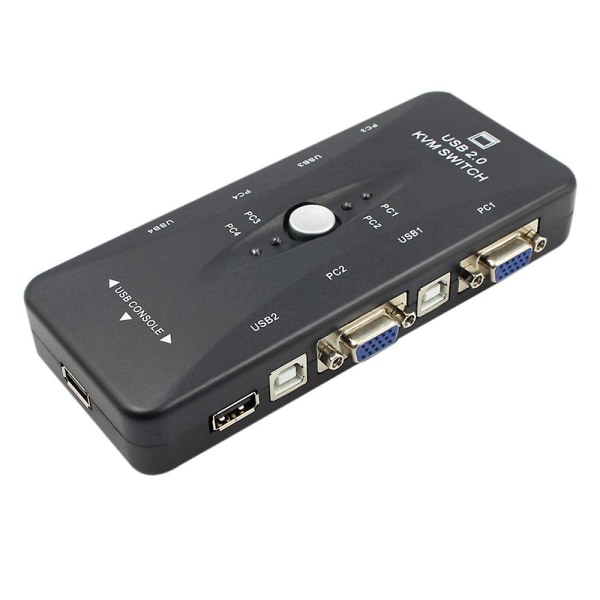 One For Four 4 Ports USB 2.0 Kvm Switch Box + 4 Kvm Kablar Tangentbord Monitor Vga Svga Pc Laptop