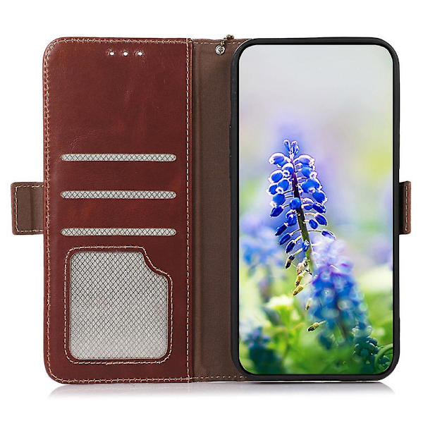 RFID-blockerande plånboksfodral i äkta läder till Asus Zenfone 10 5G/Zenfone 9 5G Brown
