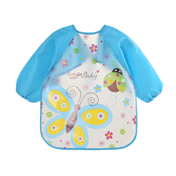 Barnhaklapp anti-smuts långärmad anti-kläder baby söt matficka Blue butterfly + random piece