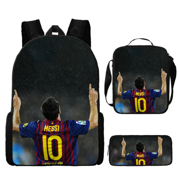 3 kpl/setti jalkapalloilija Lionel Messi reppu opiskelijan koululaukku J pencil case