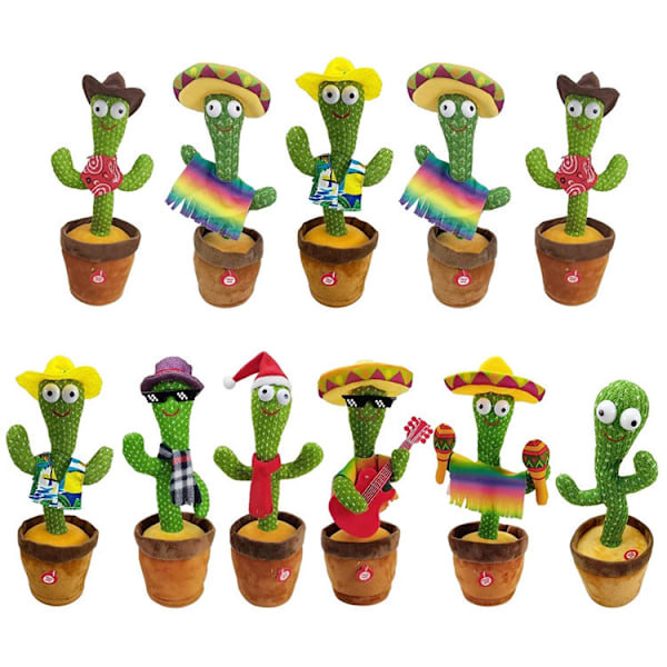 Dansande kaktus som upprepar vad du säger, sjungande kaktus inspelningsleksaker Mexican style