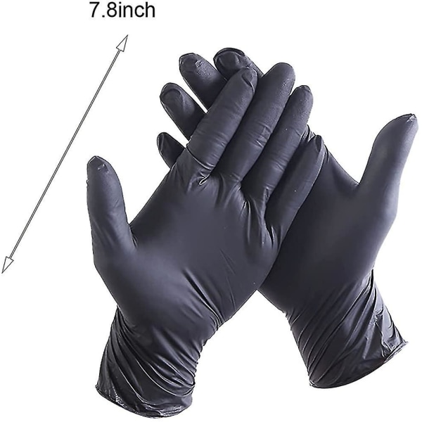 Svarta handskar paket med 100 högkvalitativa engångshandskar. Idealisk för skydd