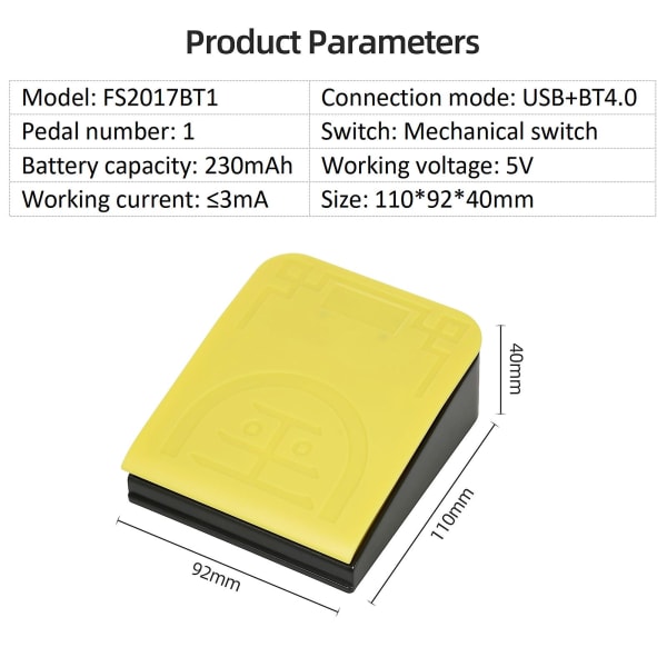 Fs2017bt1 Enfotsswitch Multifunktionell Anpassad Fotpedal Usb+bt Dubbelläge Anslutning Mekanisk Switch Bred Applikation
