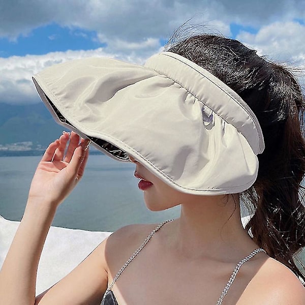 Sommar solskydd solhatt UV-skydd dubbla användning hårbåge solhatt för kvinnor strand hopfällbar bred brätte hink kepsar Navy blue