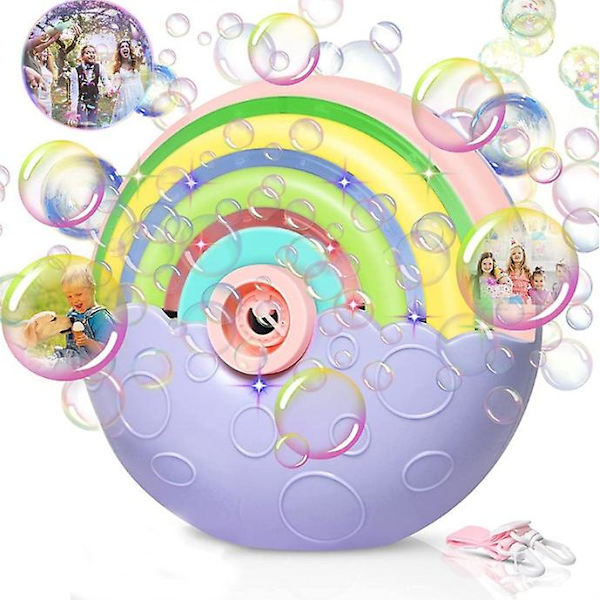 Automatisk bubbelmaskin, bubbelblåsare leksak för barn 3 4 5 6 år 1500+ bubblor, bärbar regnbågsbubbelmaskin för utomhus/fest/bröllop