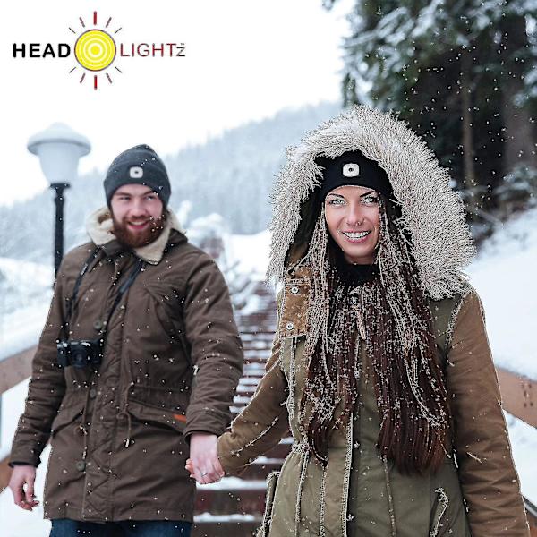 Kevyt ja lämmin neulottu hattu, jossa on hattu talven turvallisuutta varten, unisex-LED-valohattu, joka sopii useimmille miehille, naisille ja lapsille, vihreä maastokuvio