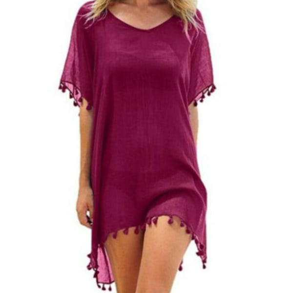 Naisten rantavaatteet Uimapuvut Bikini Rantavaatteet Peite Tassel Chiffon Dre claret