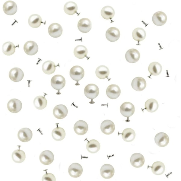 100 sett perlenagle, halvt hull imiterte perler nagler studsknapper for lue/sko/klær/veske/skjørt/brudeslør selv (6,0 mm)