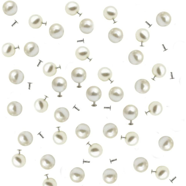 100 sett perleriveter, halv hull falske perleriveter nagler knapper for hatt/sko/klær/veske/skjørt/brude slør Diy (6,0 mm)