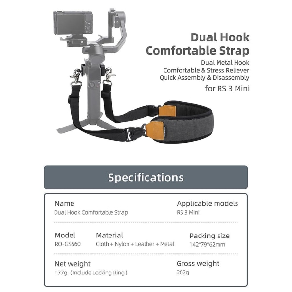 Håndholdt Gimbal Stabilisator Skulderstropp For Rs3 Mini Stressavlastende Lanyard