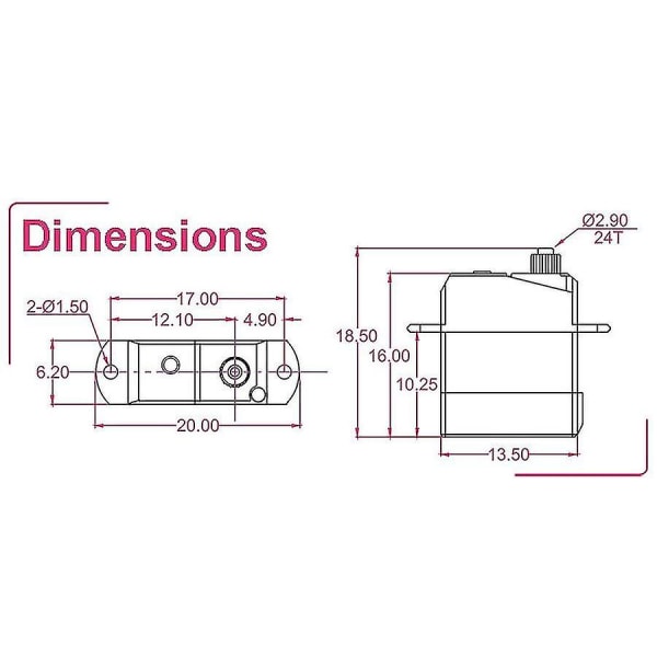 D1302 Mini 1.7g dreiemoment Mini Digital Servo Jst1.0-kontakt F