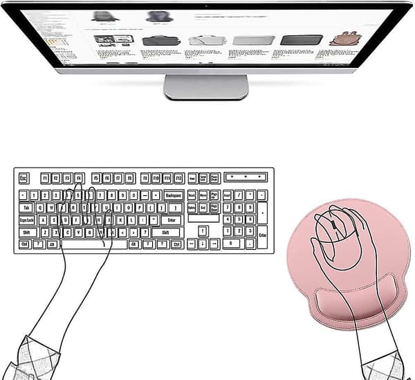 Musematte med håndleddsstøttepute PU Kunstlær Ergonomisk Sklisikker Tilbehør for Offi