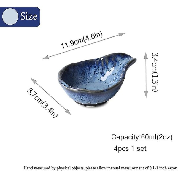 Keramiska blå såskoppar Sojasåsskål Nypbålar Doppskålssåsskålar Dopp