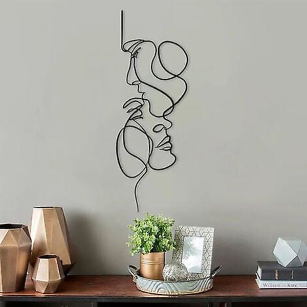 Nordique Visage Kunst Silhouette Mtal Vritable Amour Mur Art Dcoration Moderne Maison Bureau Salon Chambre Par Mur Chambre Dcor H01pabt8