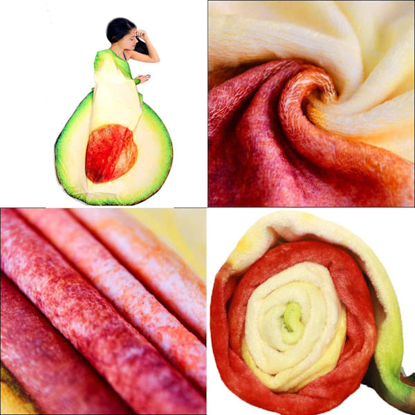 Avocado plys tæppe, åndbart sødt frugt mad wrap tæppe, frugt mad kaste tæppe  Let og blødt tæppe til seng sofa rejse strand-180CM