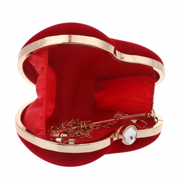Sydämenmuotoinen käsilaukku naisen muoti meikkilaukku iltalaukku clutch laukku käsilaukku tyylikäs kuuma (punainen)