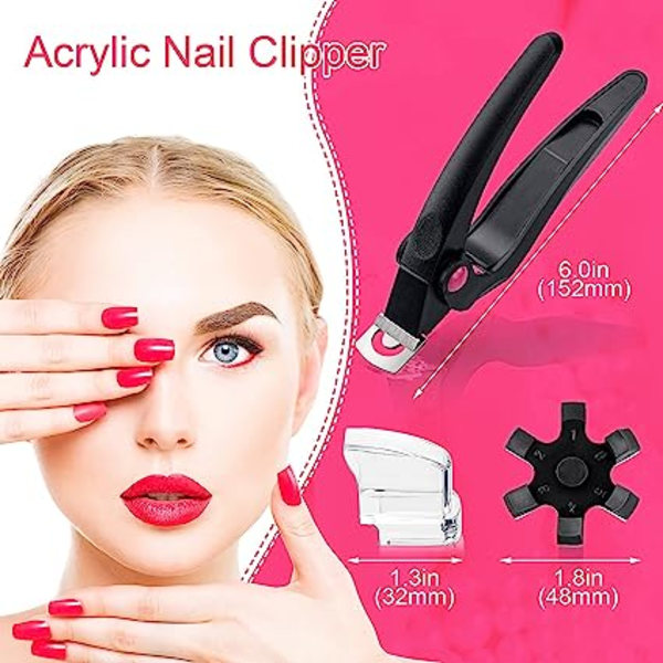 Svart akryl nagelklippare, justerbar nagelklippare i rostfritt stål, konstgjord black