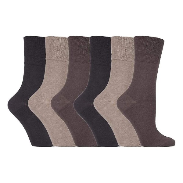 6 stk. damestrømper med blidt greb, ikke-elastiske, str. 4-8 UK Multi grey / pink