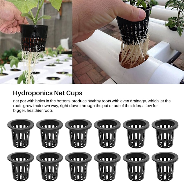 100 stk. 2,36 tommer netkopper med slidset mesh bred læbe filter plante netpot spand kurv til hydroponisk