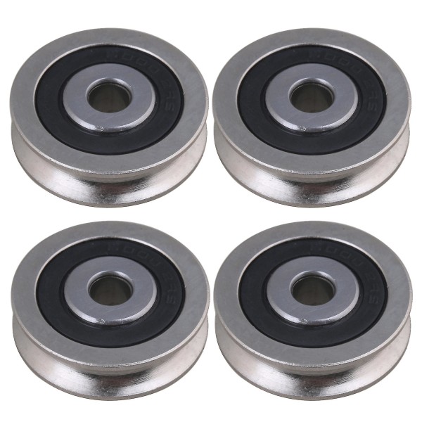 4 x Lagerstål U-typ Spårguide Passiv Remskiva 6x30x8mm Dörrverktyg