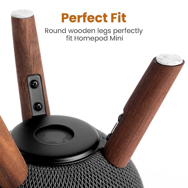 GGMM Stativ i äkta trä för HomePod Mini-högtalare, Trädocka med metallram Rum inredning Födelsedagspresent