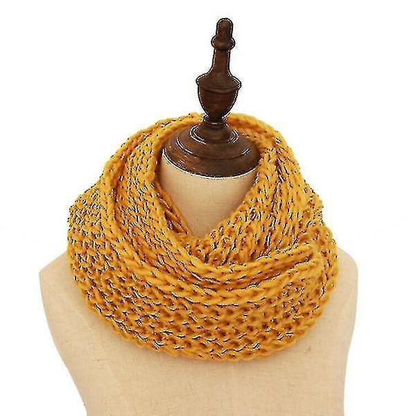 Höst och vinter dam varm halsduk rund hals ull stickad tjock turban
