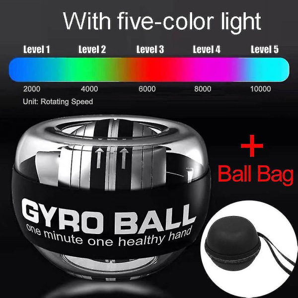 Autostart Powerball Wrist Power Gyro Ball Hånd Underarm Forstærkning Led Gyroscope Bold Arm Muskel Fitness Træningsudstyr D-størrelse, farvefrance5-colo