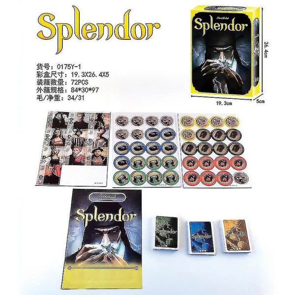Splendor Brilliant Gems Game Basic Edition Casual Party Tabell