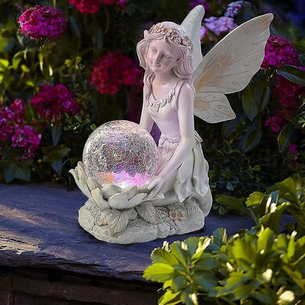 Havefigurer Elver Solar Glaskugler Solar Belysning Statue Have Solar Figurer Fairy Statue Dekoration