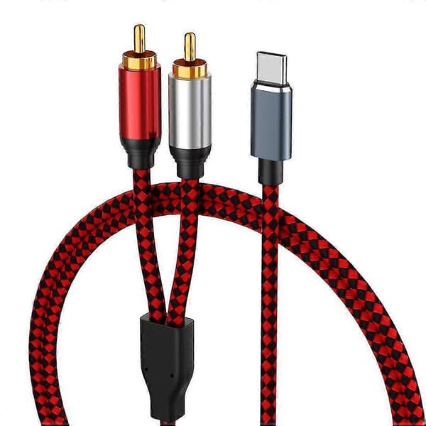 USB-C til 2 RCA lydkabel Type C hann til 2 RCA hann lydkabel 0,5m