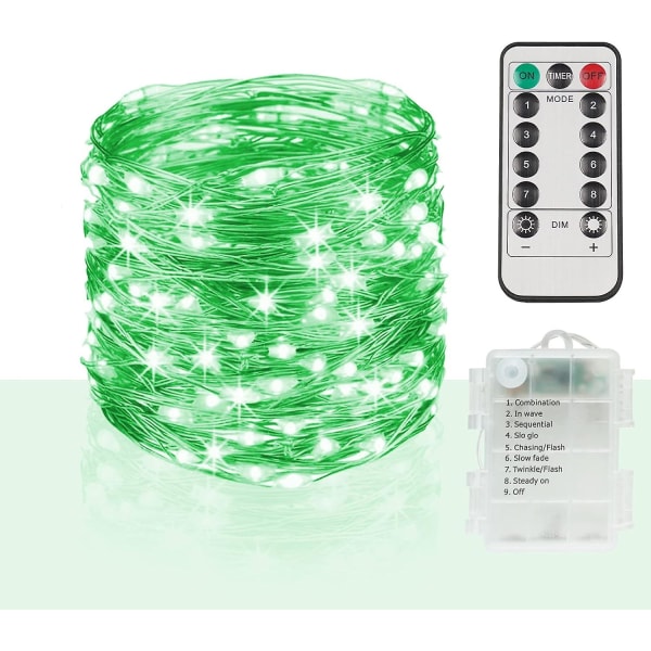 St Patricks Day Lights, 33ft 100 Led String Lights med fjärrkontroll, Green Fairy