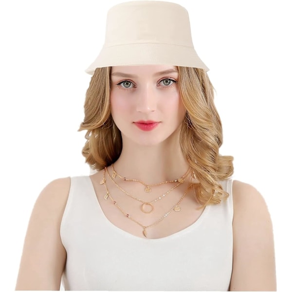Uniseksi Bucket-hatti Auringonhattu Yksivärinen Miehille ja Naisille (Beige) beige