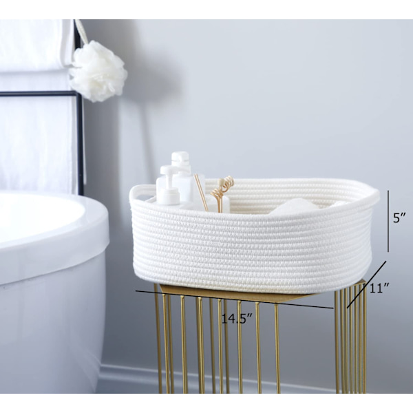 Vævet Bomuldstovkurv, Garderobe Håndklædekube Skifteskifte Organizer, Baby Nursery Skraldespand, Hvalp Kat Legetøjsboks, Gavekurv Tom (Hvid) white