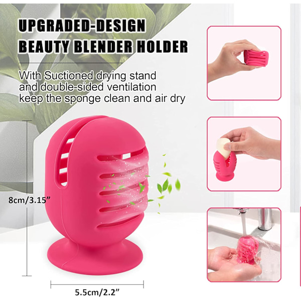 Meikkisienen pidike, 2 kpl Matkustuskäyttöön tarkoitettu silikoninen kannettava Beauty Blender -sienen kotelo, Hengittävä kotelo