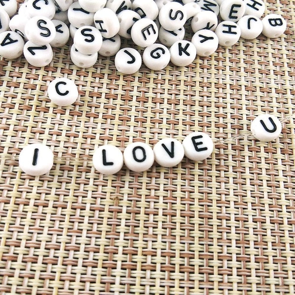 600-delade 7 mm brevpärlor Set - Diy Acrylic Alphabet Letter Cylinder Beads